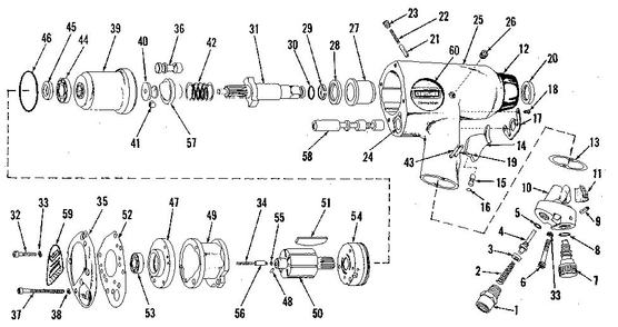 Unit Parts Diagram and Parts List for CP-734  Chicago Pneumatic Wrench